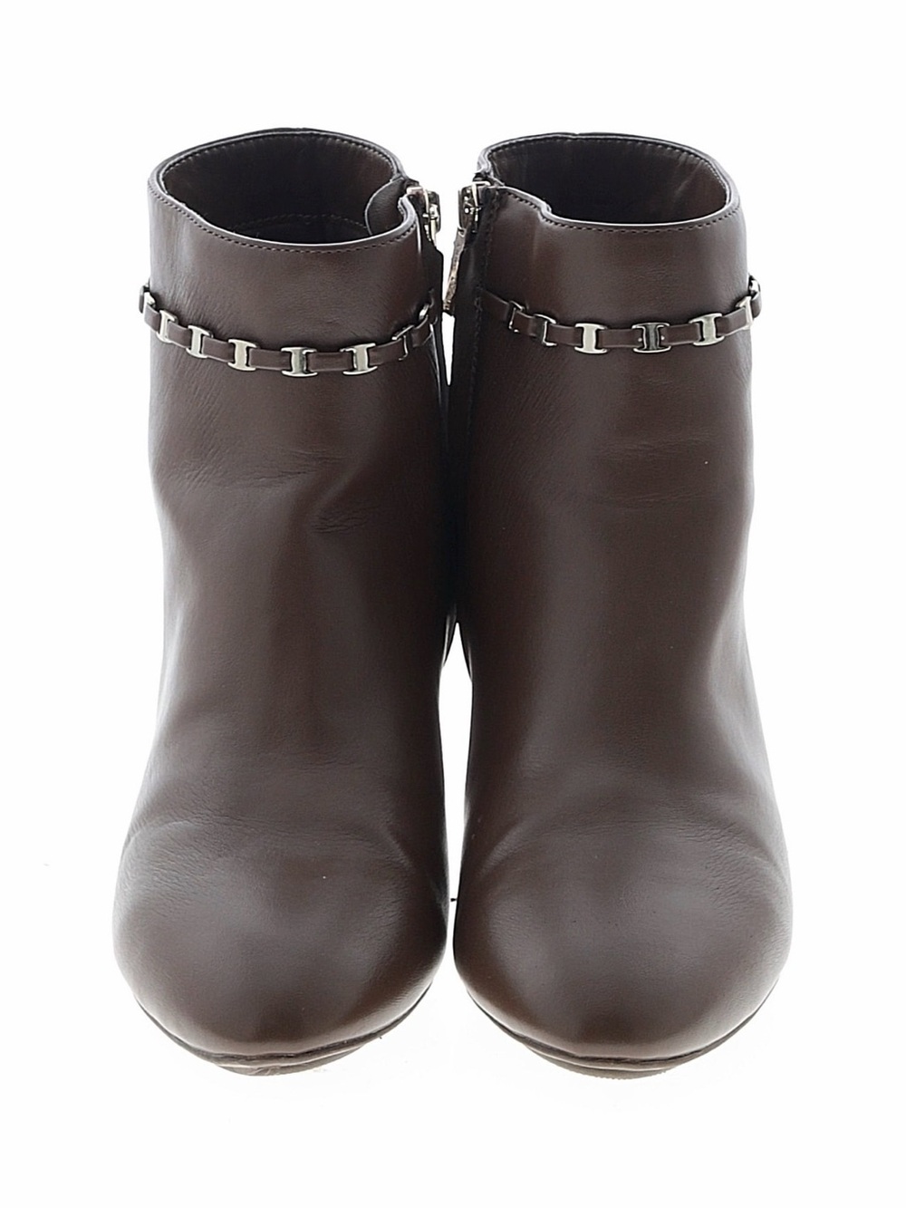 Anne Klein 2.25” heel/Sz 10 Brown Leather Ankle Boots